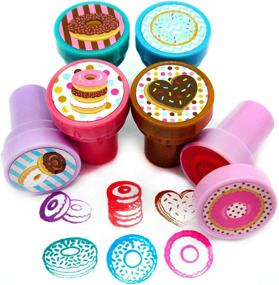 img 2 attached to 🍩 TINYMILLS Donuts Birthday Party Favor Kit (12 multi-point pencils, 12 self-inking stampers, 12 sticker sheets, 12 small spiral notepads) - Donuts party supplies for favor bags, stuffers, and pinata fillers