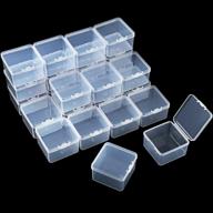 convenient clear beads storage containers: 36-piece small box with hinged lid for crafts, jewelry, hardware & more (2.5 x 2.5 x 1.5 inches) logo