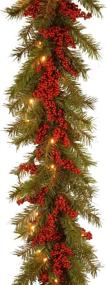 img 2 attached to 🎄 9-Foot Green Valley Pine Artificial Christmas Garland with Decorative Berry Clusters - National Tree Company Christmas Collection