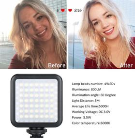 img 3 attached to 📸 ELIVERN LED Camera Light Panel - 49 Dimmable Video Lights for Mobile Phones, Canon, Nikon, Sony & DSLR Cameras