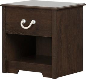 img 3 attached to Stylish and Functional South Shore Aviron 1-Drawer Nightstand: Brown Oak with Rope Handle