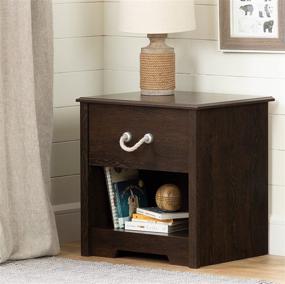 img 2 attached to Stylish and Functional South Shore Aviron 1-Drawer Nightstand: Brown Oak with Rope Handle