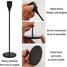 img 2 attached to Modern Black Metal Candle Stick Holders Set - 🕯️ Elegant Decor for Dinning, Fireplace, Wedding Party - Set of 3