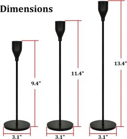 img 3 attached to Modern Black Metal Candle Stick Holders Set - 🕯️ Elegant Decor for Dinning, Fireplace, Wedding Party - Set of 3