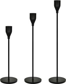 img 4 attached to Modern Black Metal Candle Stick Holders Set - 🕯️ Elegant Decor for Dinning, Fireplace, Wedding Party - Set of 3