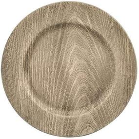 img 1 attached to 🌲 Grey Faux Wood Charger Plates