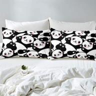 🐼 erosebridal kids panda duvet cover full, cute bedding set for bedroom decor, kawaii black white bear comforter cover, giant panda comforter set, cartoon bedding set for children boys girls logo