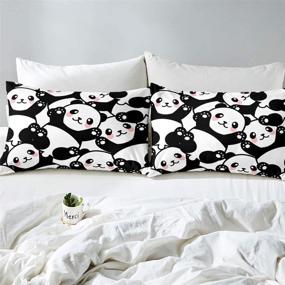 img 1 attached to 🐼 Erosebridal Kids Panda Duvet Cover Full, Cute Bedding Set for Bedroom Decor, Kawaii Black White Bear Comforter Cover, Giant Panda Comforter Set, Cartoon Bedding Set for Children Boys Girls