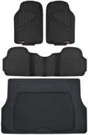 motor trend flextough performance all weather rubber car floor mats with cargo liner - complete set of front & rear odorless mats for cars, trucks, suvs - bpa-free black automotive floor mats logo