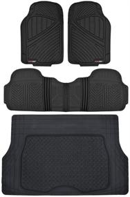 img 4 attached to Motor Trend FlexTough Performance All Weather Rubber Car Floor Mats with Cargo Liner - Complete Set of Front & Rear Odorless Mats for Cars, Trucks, SUVs - BPA-Free Black Automotive Floor Mats
