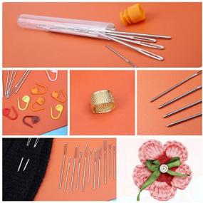 img 2 attached to 🧵 15 Large-Eye Blunt Needles (5 Sizes) with Plastic Bottle, 10 Stitch Markers, Thimble, Large Eye Stitching Needles for Sewing and Other Projects