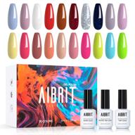 💅 aibrit gel nail polish: 20 color kit with base coat - glossy, matte & glitters - uv/led soak-off set for all-season manicure salon nail art (0.28fl oz) logo