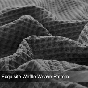 img 1 attached to 🛌 PHF 100% Cotton Waffle Weave Blanket Queen Size 90"x90" - Soft & Lightweight All Season Blanket - Ideal for Bed, Couch, and Sofa - Elegant Home Decor - Charcoal