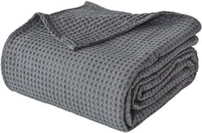 img 4 attached to 🛌 PHF 100% Cotton Waffle Weave Blanket Queen Size 90"x90" - Soft & Lightweight All Season Blanket - Ideal for Bed, Couch, and Sofa - Elegant Home Decor - Charcoal