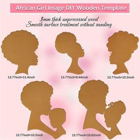 img 3 attached to 🎨 Set of 5 African Girl Wooden Craft Wreath Templates - Mother and Child DIY Silhouette Head Template, with 6 Round Flat Paintbrushes for Mom Presents