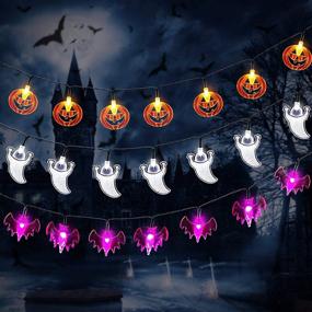 img 4 attached to 🎃 YUNLIGHTS Halloween String Lights: 3 Packs Battery Operated Pumpkin, Bat, and Ghost Decorations Kit with 3x30 LED Lights, 11.5ft Length - Perfect for Indoor/Outdoor Halloween & Holiday Party Decoration!