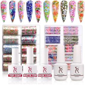 img 4 attached to 💅 SXC G-18 Nail Foil Glue Gel Full Kit with Foil Stickers for Nail Transfer Tips, Manicure Art DIY Set - Includes 2X 15ML Nail Foil Glue, 20PCS Flower Stickers, 3X 8ml Top Coat, Matte Top Coat & Base Coat - Requires UV LED Lamp