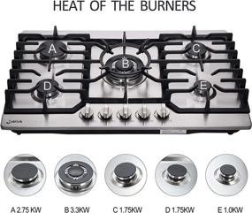 img 2 attached to 🔥 30 Inch Gas Cooktop LW5S01 - Sealed 5 Burners, Stainless Steel, LG/NG Convertible, Heavy-Duty Grates, Gas Stovetop with Thermocouple Protection