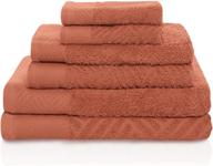 🧺 luxurious superior 100% egyptian cotton 6 pc basket weave towel set in pecan - premium jacquard and solid design logo