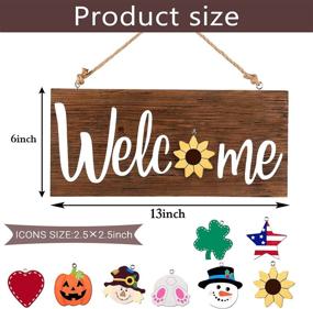 img 3 attached to 🎉 YumSur Welcome Sign Wreath: Versatile Seasonal Front Door Decoration with Interchangeable Icons - Perfect Outdoor Hangers for Party Decor & Christmas