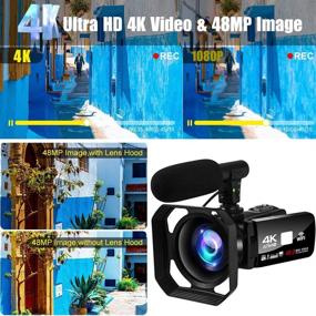 img 3 attached to Explore Ultra HD 4K Video Camera Camcorder - 48MP 🎥 Image Vlogging Camera with Wi-Fi, Microphone, Remote Control, and Touch Screen