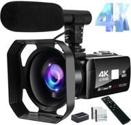 explore ultra hd 4k video camera camcorder - 48mp 🎥 image vlogging camera with wi-fi, microphone, remote control, and touch screen logo