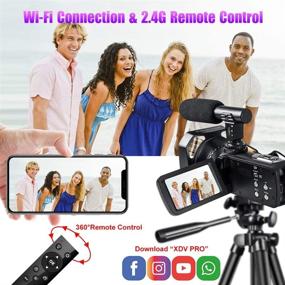 img 2 attached to Explore Ultra HD 4K Video Camera Camcorder - 48MP 🎥 Image Vlogging Camera with Wi-Fi, Microphone, Remote Control, and Touch Screen