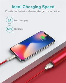 img 2 attached to 🔴 Xcentz кабель зарядки для iPhone 6 футов, сертифицированный MFi кабель Lightning с металлическим разъемом, прочный оплетенный нейлоновый кабель высокой скорости зарядки для iPhone 11/X/XS Ma/XR/8 Plus/7/6/5, iPad - красный