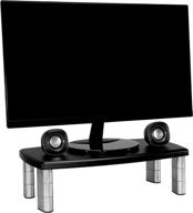 🖥️ 3m extra wide adjustable monitor stand: easily adjusts height, holds up to 40 lbs, ample storage space, silver/black (ms90b) логотип