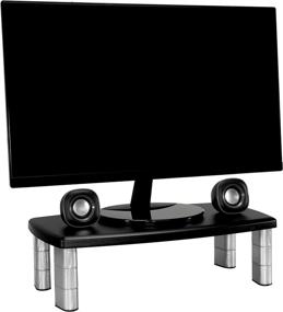 img 4 attached to 🖥️ 3M Extra Wide Adjustable Monitor Stand: Easily Adjusts Height, Holds Up to 40 lbs, Ample Storage Space, Silver/Black (MS90B)