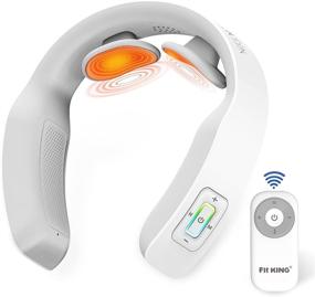 img 4 attached to 🧤 FIT KING Neck Massager with Heat for Fatigue and Pain Relief - Cordless and Rechargeable Design with Remote Control and Voice Broadcast. TENS Intelligent Neck Massager: 5 Modes, 16 Intensities (FT-056N)