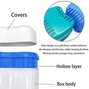 img 2 attached to 🦷 Denture Care Kit: 2 Denture Bath Cups + 2 Denture Brushes, 2 Portable Toothbrush Boxes, Retainer Bath with Lid, Cleaning Denture Boxes, Travel Toothbrush Kit