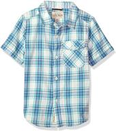 👦 lucky brand boys': stylish short sleeve plaid button down shirt - perfect for every occasion logo