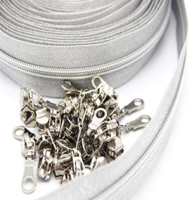 img 2 attached to B.Y Elements #5 Silver Metallic Nylon Coil Zippers - Bulk 10 Yards with 25pcs Sliders for DIY Sewing, Tailor Craft, and Bag Making (Bright Silver)