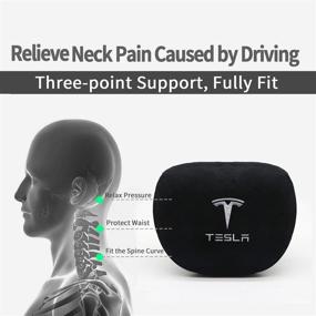 img 1 attached to 🌟 KIKIMO Tesla Pillow: Customized Memory Car Neck Accessory for Model 3/Y/S/X, Travel Comfort & Support, Black