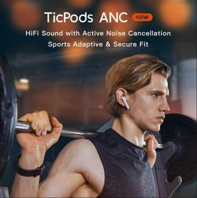 img 1 attached to 🎧 Беспроводные наушники TicPods ANC с активным шумоподавлением, Bluetooth 5.0, защитой от пота и воды IPX5, зарядкой Type C, идеально подходят для бега, спорта, туризма (включая корпус для зарядки).