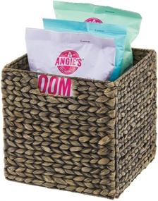 img 1 attached to 🧺 mDesign Woven Hyacinth Farmhouse Kitchen Storage Organizer Basket Bin - 8 Pack, Black Wash