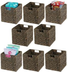 img 4 attached to 🧺 mDesign Woven Hyacinth Farmhouse Kitchen Storage Organizer Basket Bin - 8 Pack, Black Wash