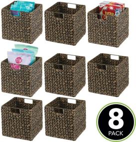 img 3 attached to 🧺 mDesign Woven Hyacinth Farmhouse Kitchen Storage Organizer Basket Bin - 8 Pack, Black Wash