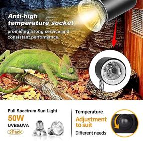 img 2 attached to 🦎 JOUEUYB Reptile Heat Lamp with 360° Rotatable Clip - Adjustable UVA UVB Light for Turtle Tank, Terrarium - Includes Digital Thermometer and 2 Heat Lamp Bulbs - Ideal for Tortoise, Lizard, Snake, Reptile