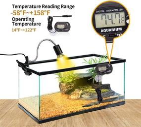 img 1 attached to 🦎 JOUEUYB Reptile Heat Lamp with 360° Rotatable Clip - Adjustable UVA UVB Light for Turtle Tank, Terrarium - Includes Digital Thermometer and 2 Heat Lamp Bulbs - Ideal for Tortoise, Lizard, Snake, Reptile