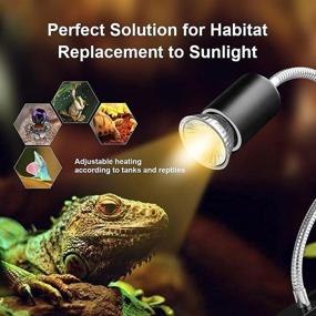 img 3 attached to 🦎 JOUEUYB Reptile Heat Lamp with 360° Rotatable Clip - Adjustable UVA UVB Light for Turtle Tank, Terrarium - Includes Digital Thermometer and 2 Heat Lamp Bulbs - Ideal for Tortoise, Lizard, Snake, Reptile