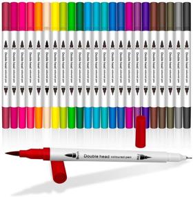 img 4 attached to 🎨 Dual Tip Brush Art Markers Pens: Vibrant 24 Colors, for Kids & Adults, Coloring Books, Bullet Journals, Planner, Calendar – Yongqiang