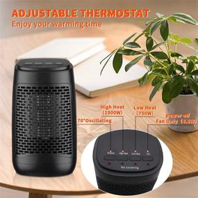 img 1 attached to 🔥 750W/1500W Portable Ceramic Space Heater with Adjustable Thermostat, Tip-Over and Overheat Protection - Ideal for Bedroom, Office Desk, and Indoor Use