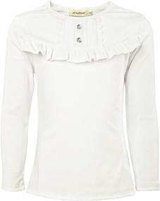 img 2 attached to Ipuang Sleeve Cotton Ruffle Shirt for Girls: Clothing, Tops, Tees & Blouses