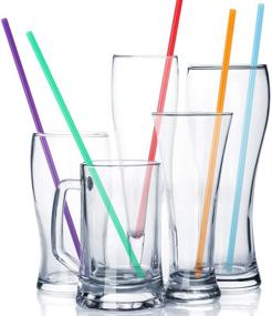 img 2 attached to 500pcs of Tomnk 10.3 Inch Disposable Drinking 🥤 Straws - Extra Long Plastic Straws in Assorted Bright Colors