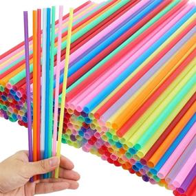 img 4 attached to 500pcs of Tomnk 10.3 Inch Disposable Drinking 🥤 Straws - Extra Long Plastic Straws in Assorted Bright Colors