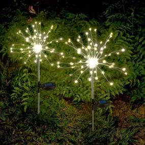 img 4 attached to 🌼 Anordsem Solar Garden Lights - Solar Firework Lights with 2 Lighting Modes for Garden, Patio, Yard, Flowerbed, Parties (Warm White)