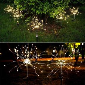 img 3 attached to 🌼 Anordsem Solar Garden Lights - Solar Firework Lights with 2 Lighting Modes for Garden, Patio, Yard, Flowerbed, Parties (Warm White)