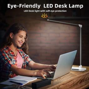 img 3 attached to 🌟 Juylux LED Desk Lamp for Home Office with USB Charging Port - Eye-Caring Table Lamp with 3 Color Modes, 5 Brightness Levels, 45 mins Timer, Night Light - Ideal Desk Light for Working and Reading